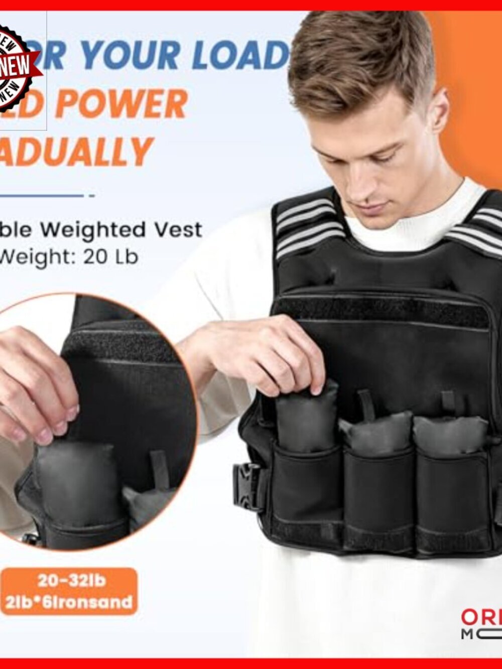 Adjustable Weighted Vest 20-32 LB Strength Training Running Workout - Picture 4 of 6